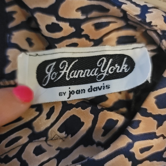 Vintage jo Hanna York by Joan davis animal print top with scarf shoulder pads 14 - Picture 4 of 7